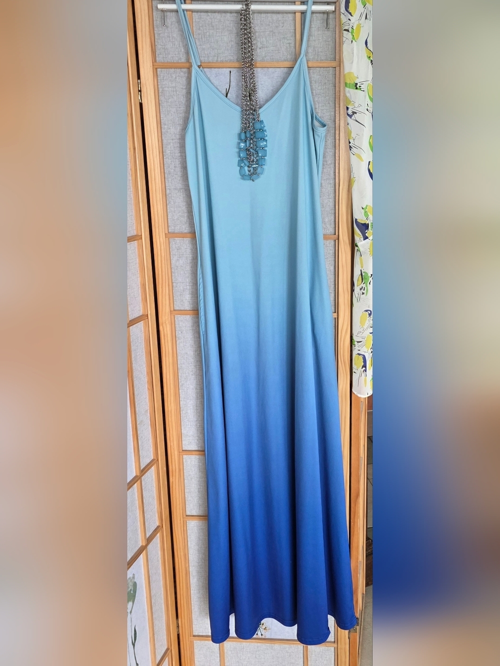 Bundle Maxi Dress - Ombre Dress & Blue Layered Chain Necklace In "Honu" Shop Bag - Picture 5 of 15